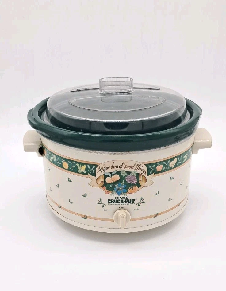 Vintage Rival Crockpot A Garden of Good Things Model 3355 Plastic Lid 5 Quart
