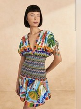 FARM Rio Colorful Forest Plunge V Neck Mini Dress size Medium