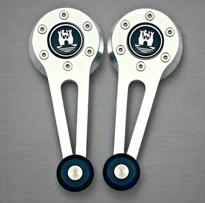 Window Crank SET for 1961-1967 TYPE 3 Satin Silver w/Black knobs SUEDE WB