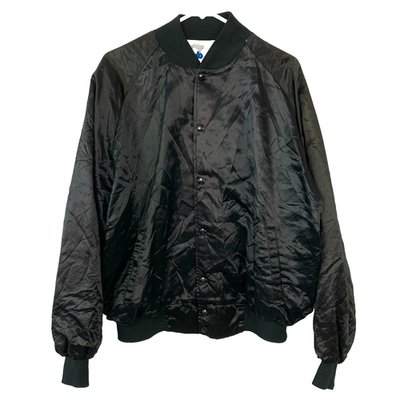 Vintage Cinemax Embroidered Black Button Satin Jacket XL DVB Made