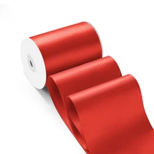 4 Inch 25 Yard Wide Satin Ribbon Red, Solid Fabric Large Ribbon Roll for Cutt...