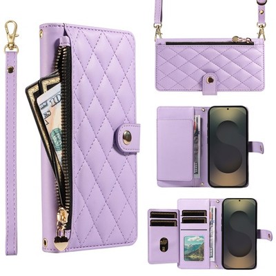 For Samsung Galaxy A26 A25 A24 A20 A16 A15 Solid Color Zipper Wallet Phone Case