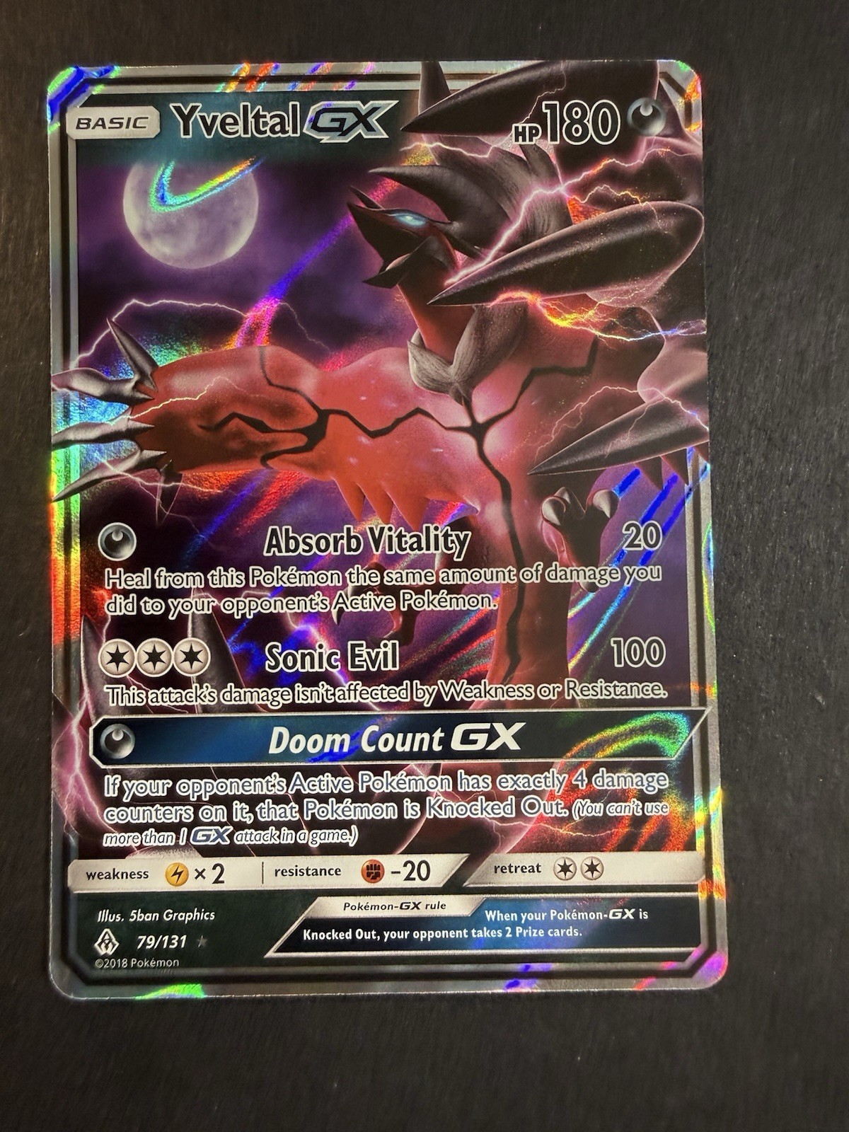Yveltal GX - 79/131 - Pokemon Forbidden Light Sun & Moon Ultra Rare Card NM