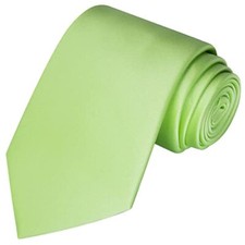 63'' XL Tie Mens Extra Long Solid Satin Necktie For Big And Tall Men Lime Green