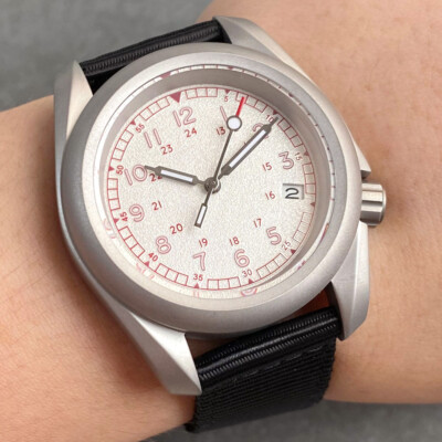 TANDORIO 40mm Retro Pilot White Matte Dial fit NH35A Automatic Men's WristWatch