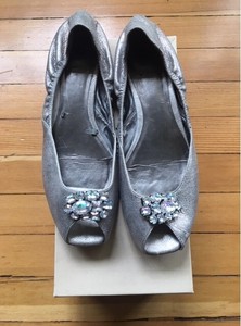 silver sparkly ballet pumps