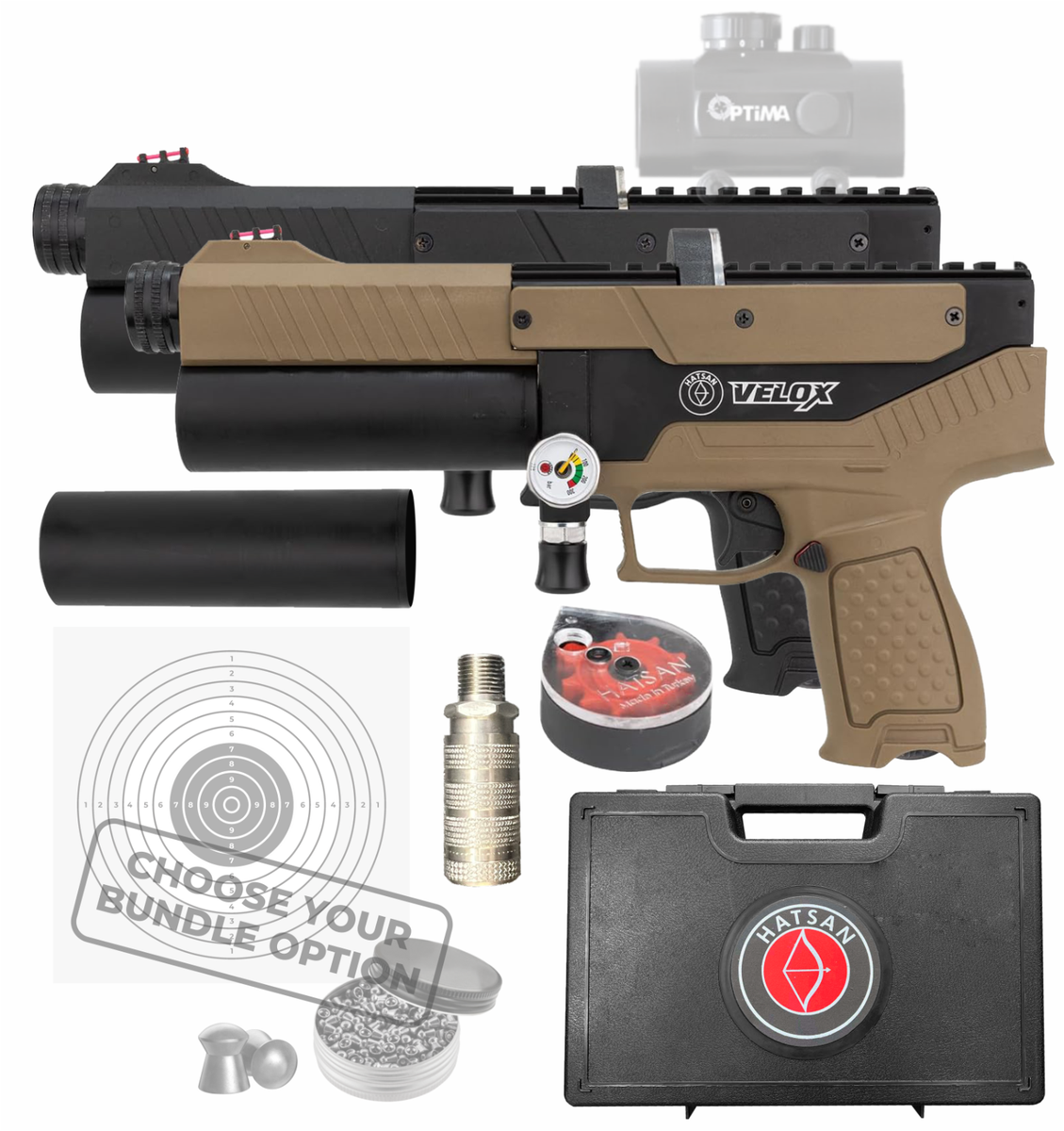 Hatsan Velox .25 Cal or .22 Cal Side Bolt PCP Air Pistol with