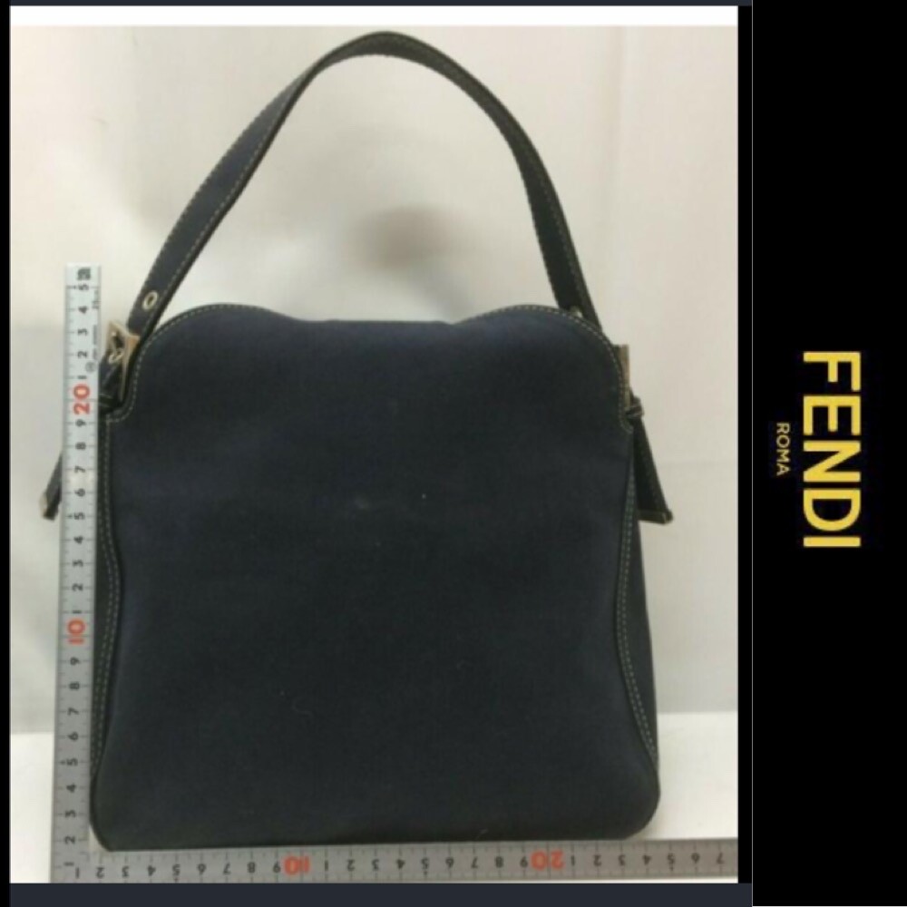 FENDI Mamma Baguette Marble Denim Shoulder Bag Blue FF Logo