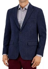  375 Tommy Hilfiger Modern Fit 100 Wool Navy Herringbone Blazer Sport Coat 36 R