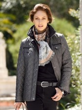 Barbara Lebek Quilted Jacket Anthracite Grey Size 20 Short Bnwt