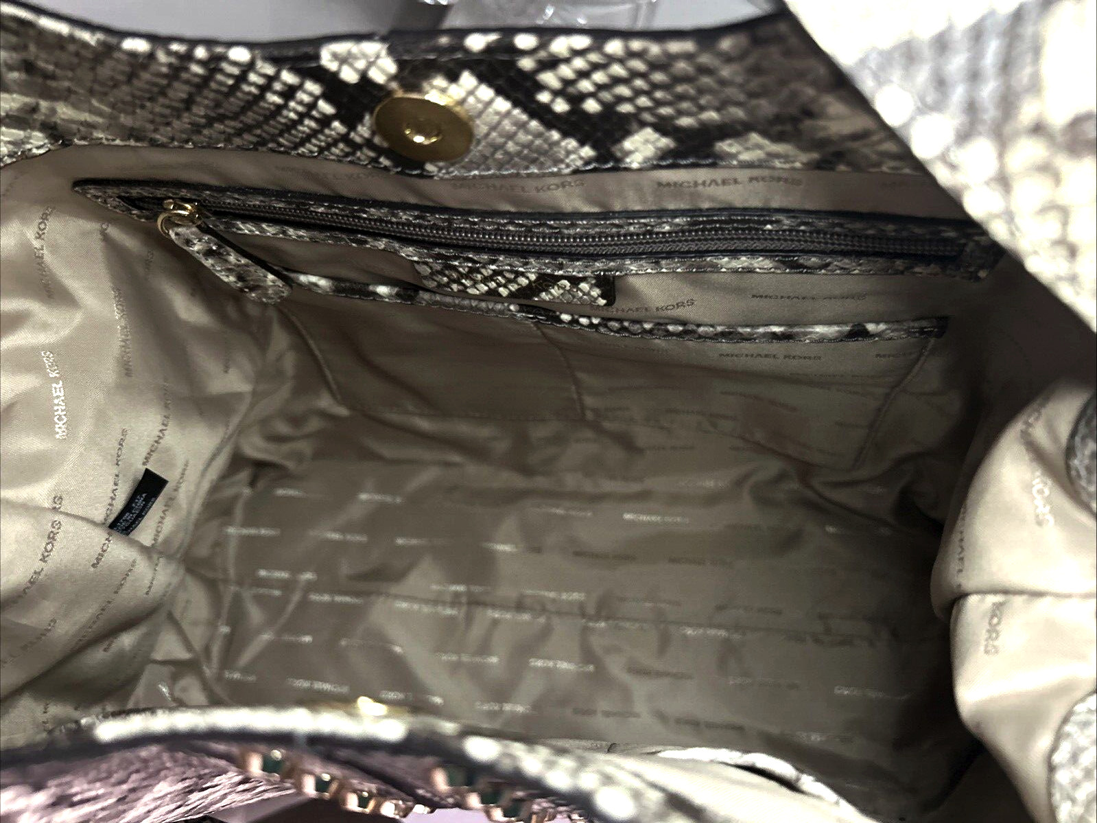 Michael Kors Brown Leather Python Snake Shoulder … - image 13