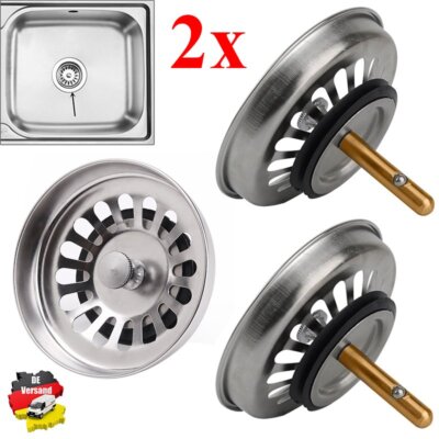 2x Siebkörbchen Ø78mm mit Zapfen Abflusssieb für Standard Küchenspüle Universal