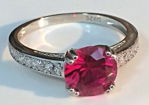 Authentic Topaz, Peridot, Ruby Ring 8mm Round Gemstone Solid Sterling Silver Sizes 7 to 10