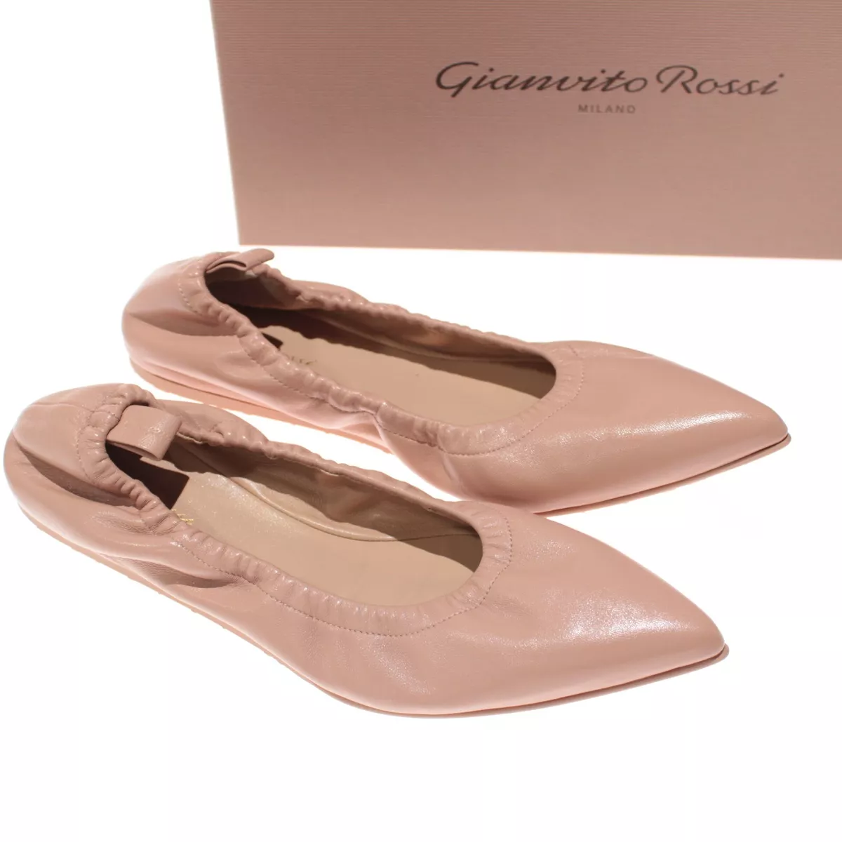 Gianvito Rossi NWB Ballerina Flats Size 36.5 6.5 US In Nappa Peach Pink Alina