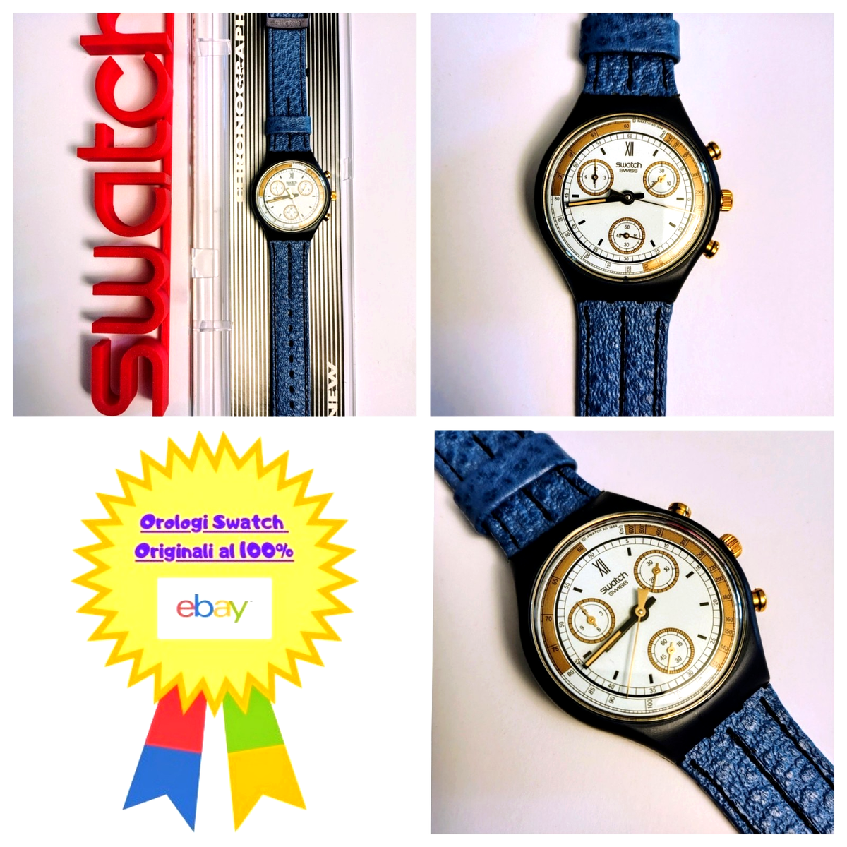 Swatch Chrono Nuovo NOS Skipper SCN100 1990 Vintage Orologio da 