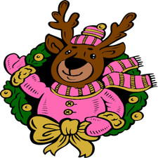 30 Custom Pink Reindeer Art Personalized Address Labels