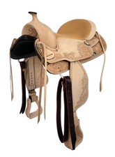 Baumloser Westernsattel DAKOTA aus Büffelleder, wechselbares Kopfeisen