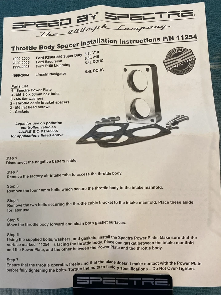 Espaciador de carrocería del acelerador 1999 a 2005 camioneta Ford 250 350 6,8 L, V10 Excursion 11254 Foto 3 de 4