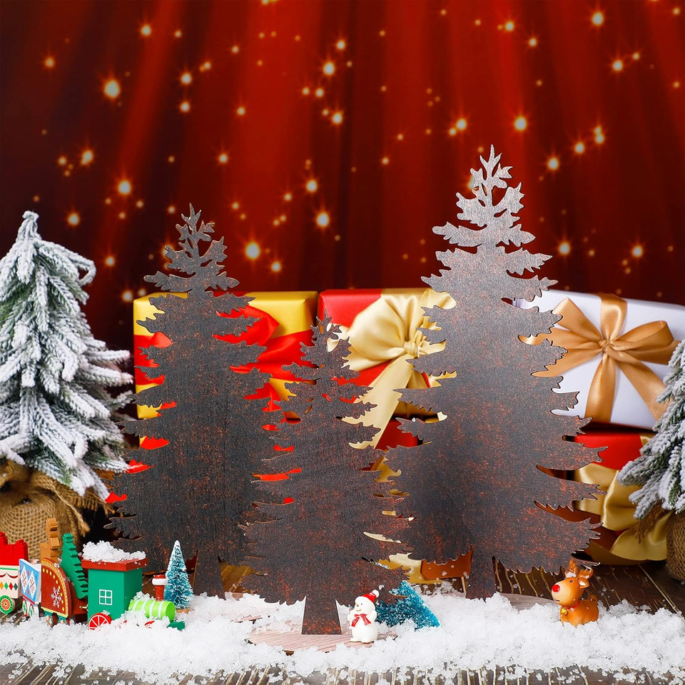 3 Pieces Wood Table Christmas Tree Miniature Pine Trees Mini Christmas