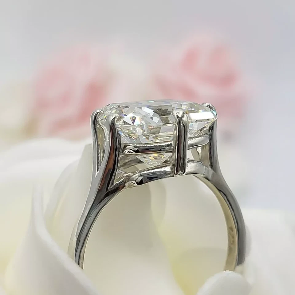 3.25 Ct Certified Lab Created Radiant Cut White Diamond 925 Silver Ring - Image 4 of 4
