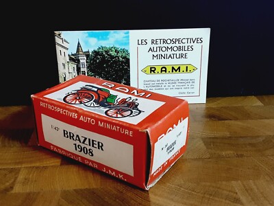 Miniature Automobile Vintage RAMI Brazier 1908 - échelle Non Précisée - Jaune - état Neuf De Vitrine