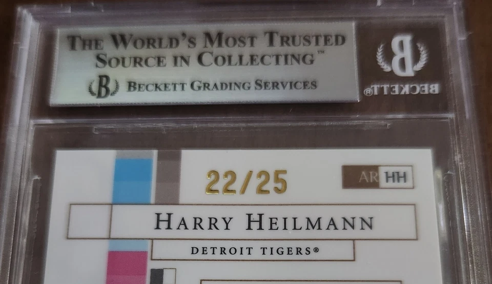 Reliquias de artefactos 2003 Topps Gallery HOF pruebas de artista/25 Harry Heilmann BGS 8,5 Foto 4 de 4