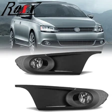 Fog Lights for 2011-2014 Volkswagen Jetta Bumper Clear Lamps w/Wiring Kit Switch