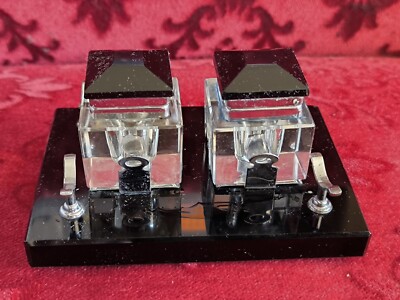 Vintage Schreibtisch Garnitur Schwarzglas Tintenfass Für Montblanc Pelikan Geha