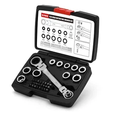 36PCS Flex Head Ratcheting Wrench Set, 12-in-1 Wrench & 24-in-1 Screwdriver Set