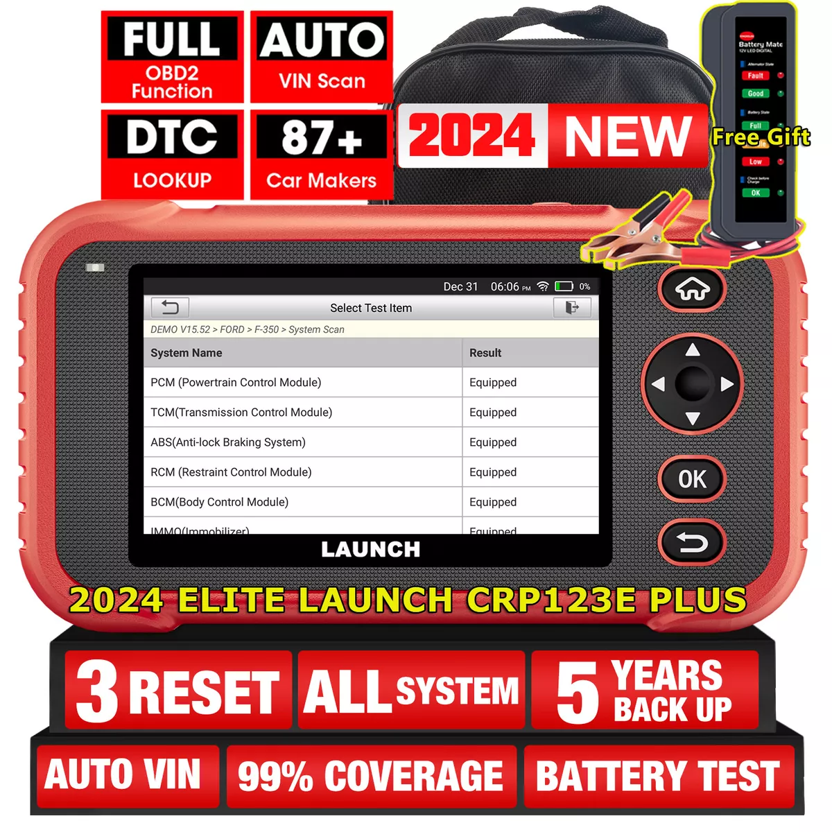 LAUNCH CRP123E V + OBD2 Scanner ALL System Diagnostic Scan Tool Auto Code  Reader