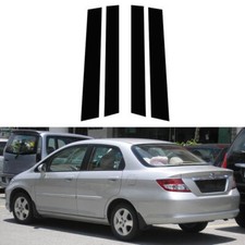 For Honda City Fit 2003-2008 Pillar Posts Door Piano Black Trim Decal Cover Kit