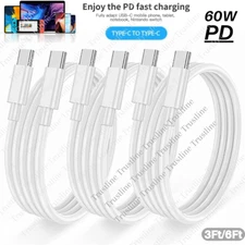 3X PD 60W USB C to USB C Cable Type C Charger For iPhone 15 Plus Pro Max Samsung
