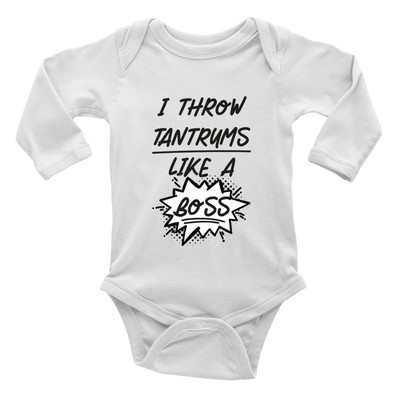 Funny Tantrums Baby Grow Vest Bodysuit Throw Tantrums Like a Boss Boys Girls L/S