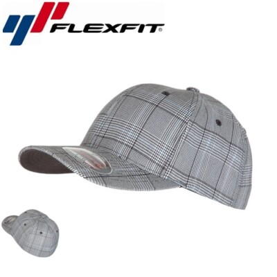 Flexfit Glen Check Baseball Cap S/M Schwarz Weiß