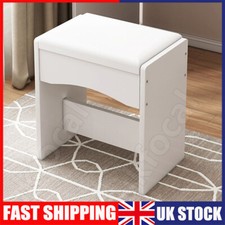 Bedroom White Dressing Table Stool Makeup Bench Rest Seat W/ Soft Padded Cushion