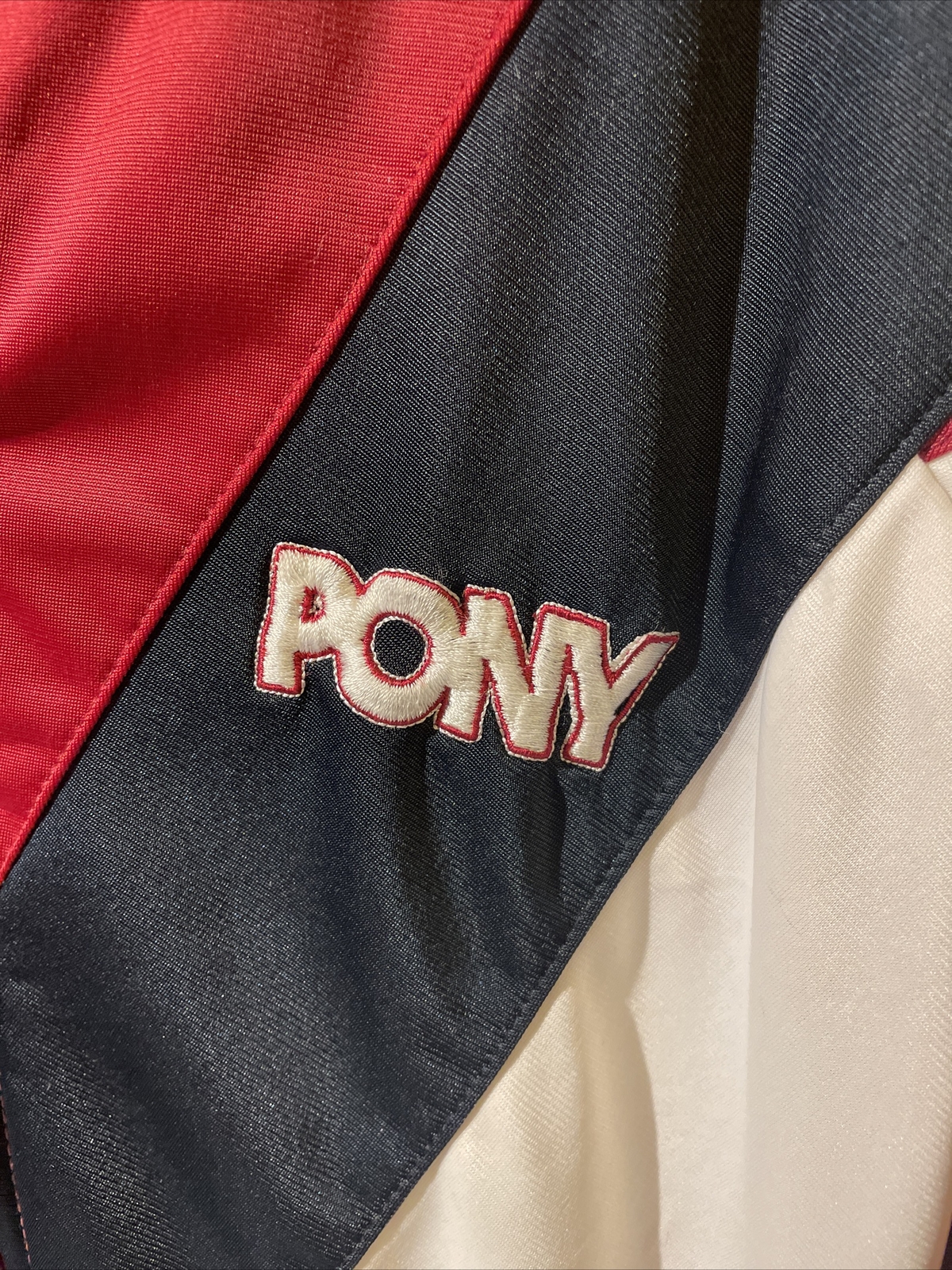 Tuta Pony vintage anni 90 zip pista rossa nera bianca giacca made in USA taglia L