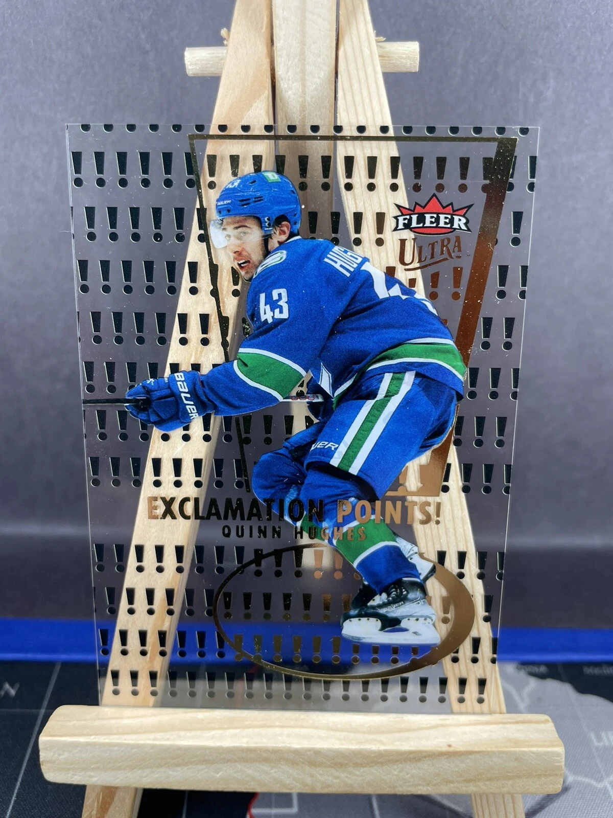 2021-22 Fleer Ultra SSP Exclamation Points GOLD Quinn Hughes Acetate Case Hit