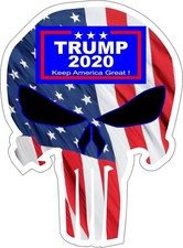 Trump 2020 Punisher Skull Trump USA Flag Vinyl Sticker Logo