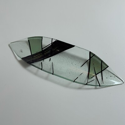 #ad #ad Vintage Tony Evans Raku Glass Tray Modern Studio Glass Mid Century Modern MCM $79.95