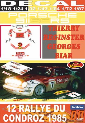DECAL PORSCHE 911 SC RS T.REGINSTER R.DU CONDROZ 1985 5th (01)