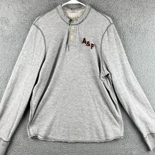 Abercrombie & Fitch Henley Shirt Mens XL Gray Muscle Fit Embroidered VTG Y2K
