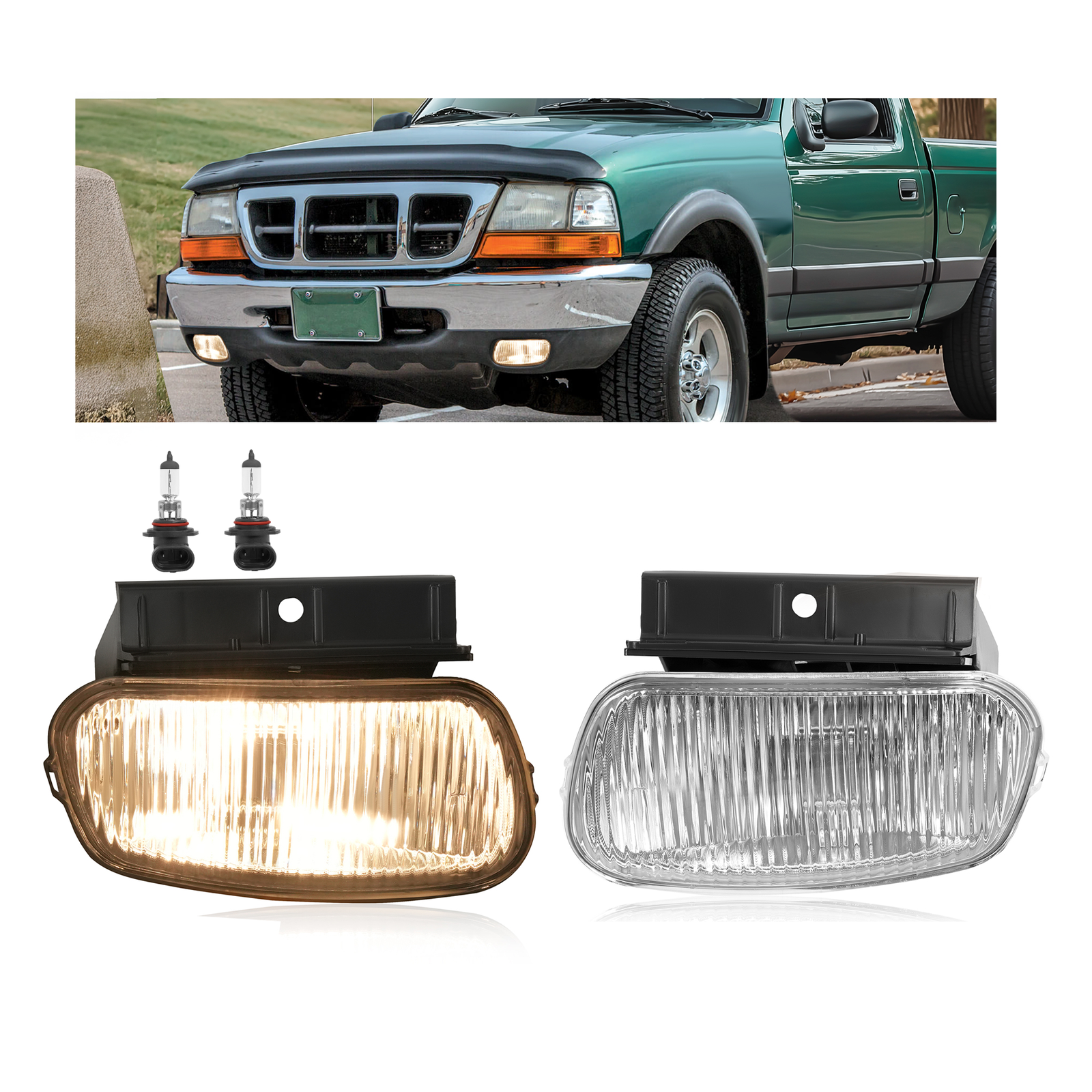 Pair Fog Lights For Ford Ranger 1998 1999 2000 Front Left Right Side W/Bulbs
