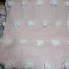 Light Blocking Pink Pom Pom Curtains for Kids Room 86" Grommet Drapes Set of 2