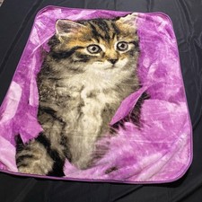 Cute Northwest Cat/Kitten In Pink Blanket Throw Soft Baby Room Decor Cat Lover