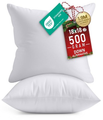 Utopia Bedding Throw Pillows Insert Pack of 2, White - 18 x 18 Inches Bed and