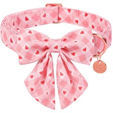 Valentine Dog Collar with Bow Tie, Valentine Bowtie Collar for Small Girl Boy...