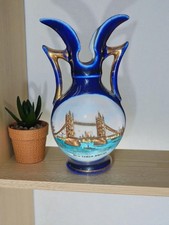 Vintage Marineblau Antike Stil Eine Kleine Vase Souvenir Neu Tower Bridge London. 