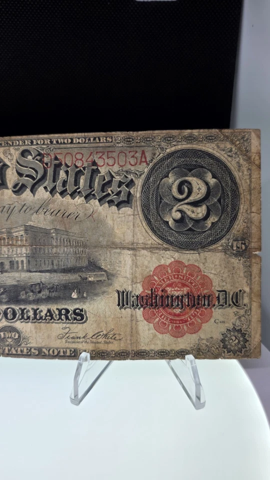 1917 Large Size Two Dollar $2 RED SEAL United States Legal Tender Note - Image 2 of 4