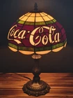 Vintage 19.5" Tall Coca Cola Tiffany Style Plastic Stained Glass Table Lamp