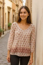 Blu Pepper Women’s Pullover Floral Peplum Sheer Top Size Small Romantic